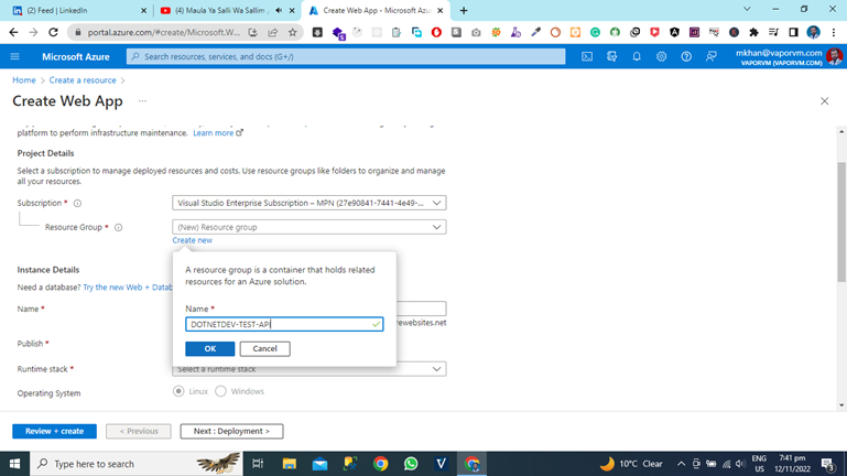 How To Create Azure App Using Azure Cloud Portal